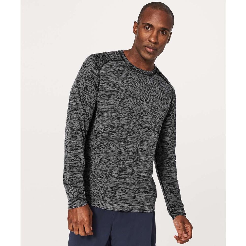 Lululemon Navy + White Metal Vent tech Long Sleeve Workout Top Medium